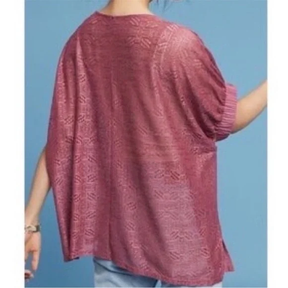 Anthropologie Akemi + Kin Oversized Sheer Lace Dolman Sleeve Top Mauve XS/S - Picture 3 of 10